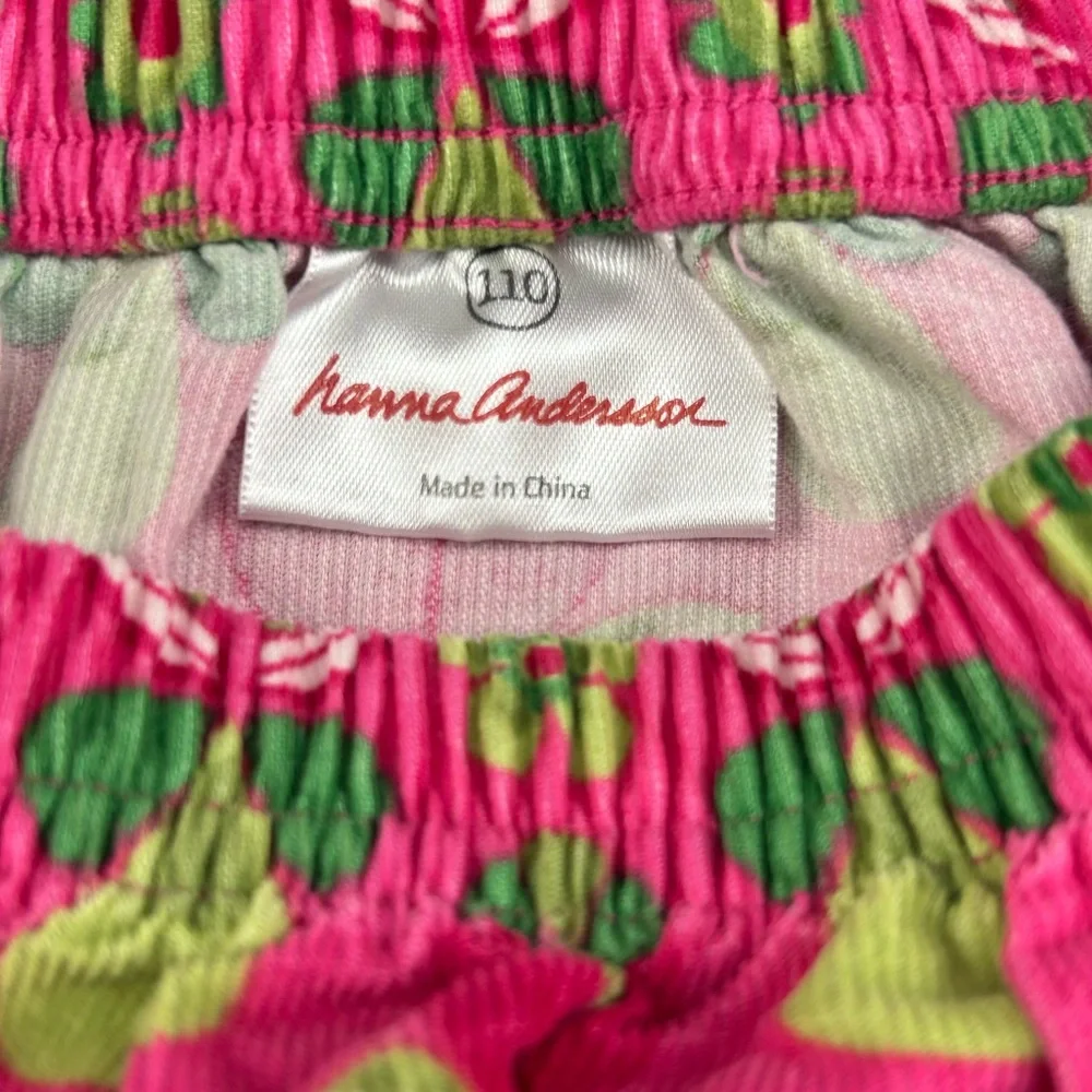Hanna Andersson Pink Green Mod Floral Tiered Corduroy Skirt 110 US 5